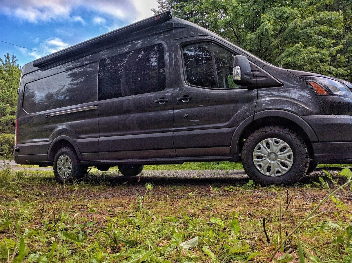 Fiamma F45S 350 RV Awning (Black Case, 11.5')_ Wall Mounted on a Ford Transit - Campervan HQ
