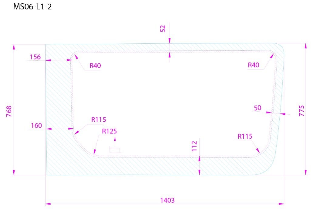 Mercedes Sprinter ( 2007+ ) Driver Side Sliding Door Fixed Window (Dimensions) - Campervan HQ