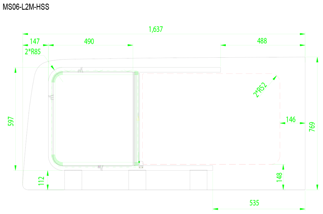 Mercedes Sprinter (2007+) Driver Rear Quarter Half-Slider Window 144″ WB (Dimensions) - Campervan HQ