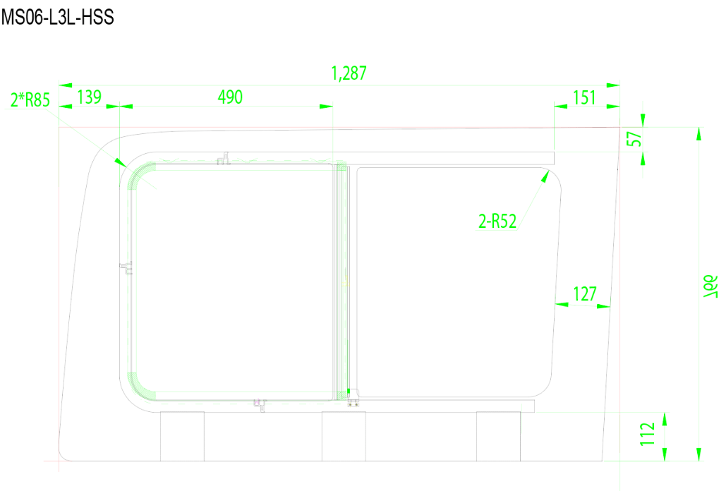 Mercedes Sprinter (2007+) Driver Rear Quarter Screened Half-Slider Window 170″ WB (Dimensions) - Campervan HQ