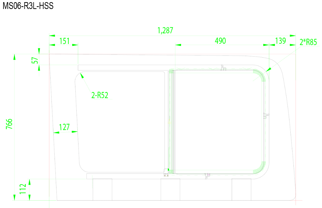 Mercedes Sprinter (2007+) Passenger Rear Quarter Screened Half-Slider Window 170″ WB ( with Screen-Dimensions ) - Campervan HQ