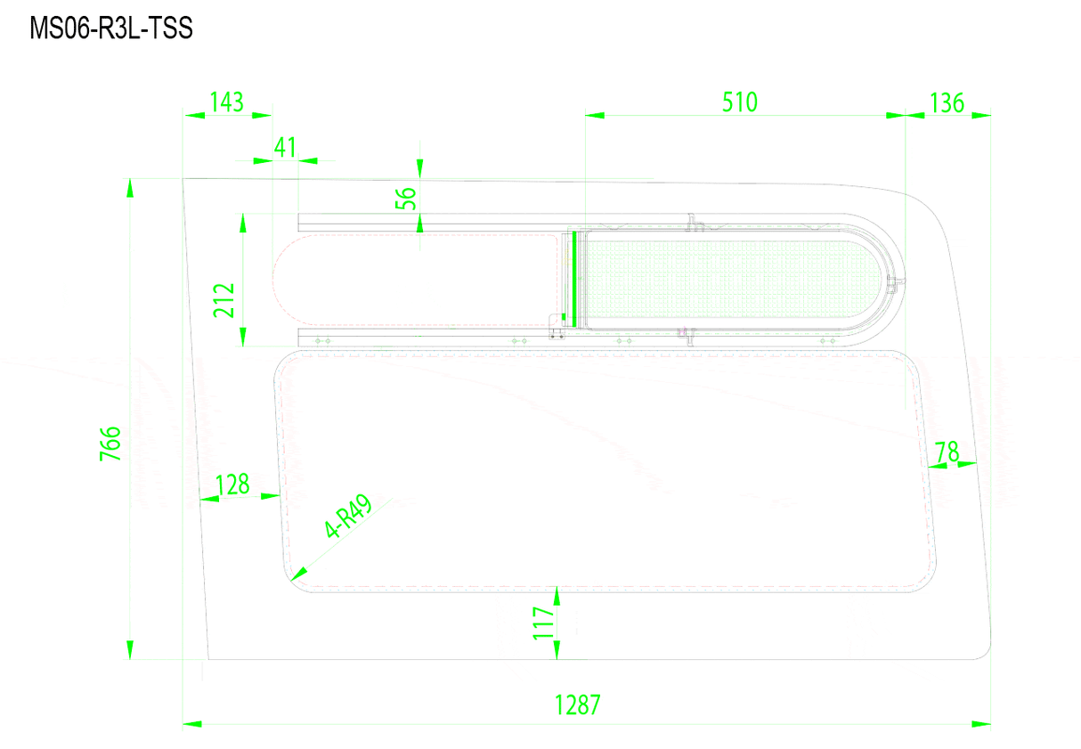 Mercedes Sprinter (2007+) 170"WB Passenger Side Rear Quarter Top-Slider Screened Window (Dimensions) - Campervan HQ