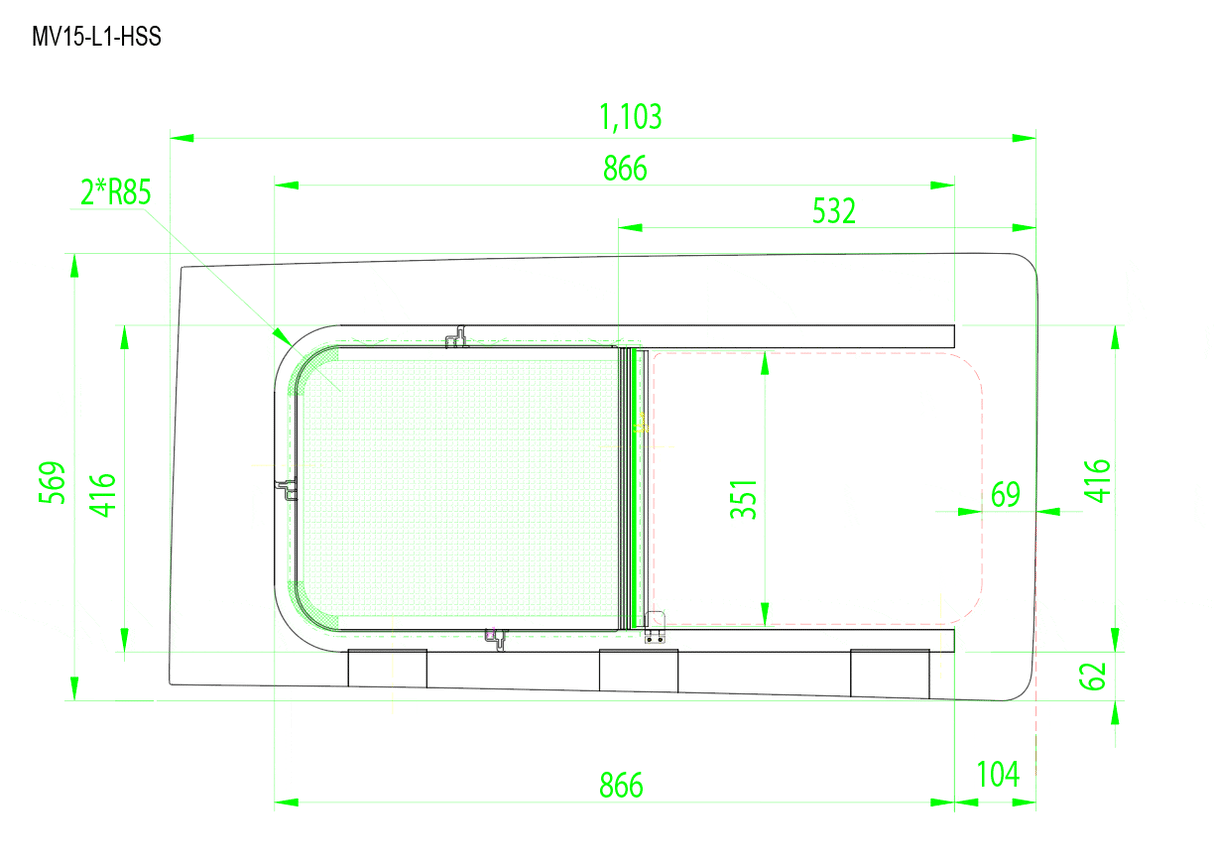 Mercedes Metris 2015+ Driver Side Forward Half-Slider Screened Window ( Dimensions ) - Campervan HQ