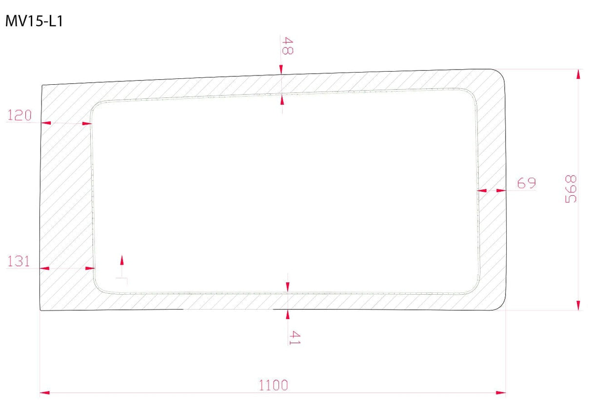 Mercedes Metris 2015+ Driver Side Forward Fixed Window ( Dimensions ) - Campervan HQ