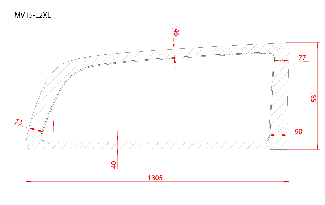 Mercedes Metris 2015+ Driver Side Rear Quarter Window (135''WB)_Dimensions - Campervan HQ