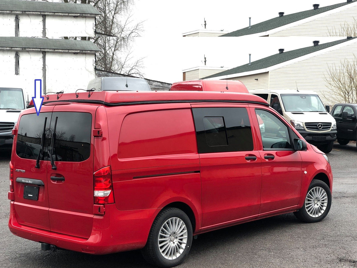 Mercedes Metris 2015+ Driver Side Cargo Door Window_Side View - Campervan HQ