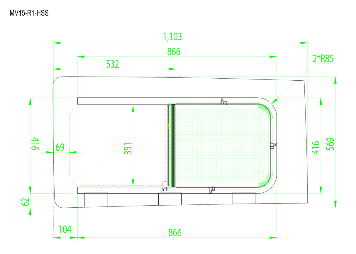 Mercedes Metris 2015+ Passenger Side Forward Half-Slider Screened Window ( Dimensions ) - Campervan HQ