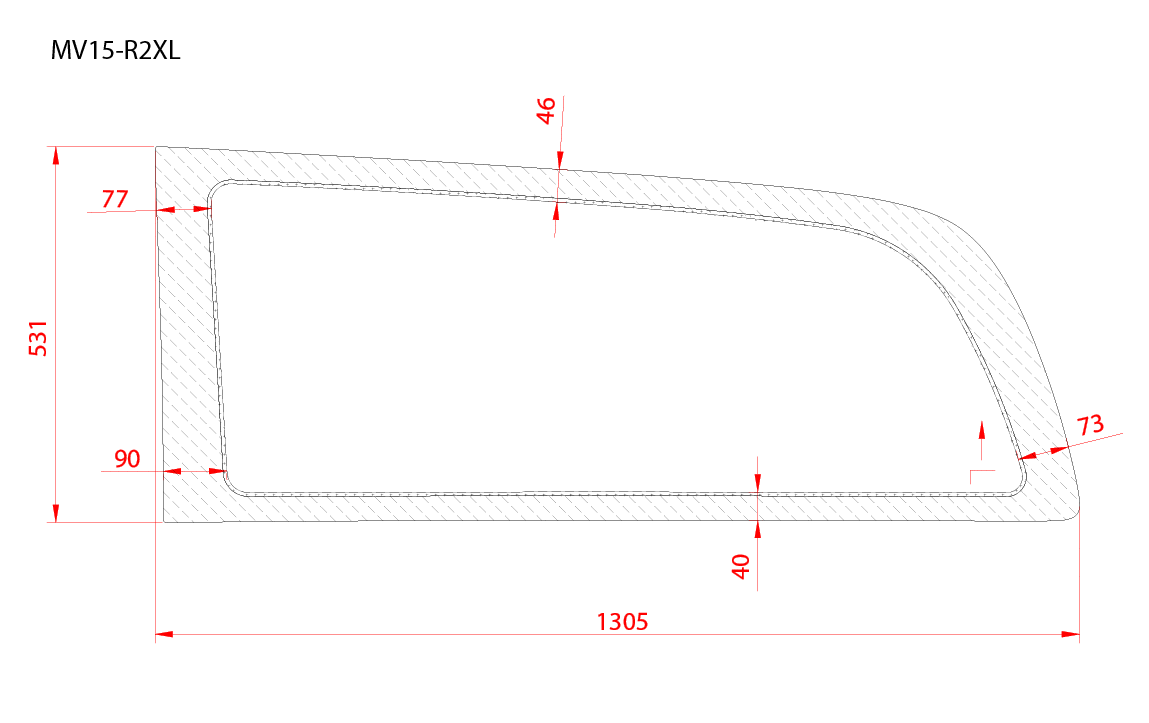 Mercedes Metris 2015+ Passenger Side Rear Quarter Window (135''WB)_Dimensions - Campervan HQ