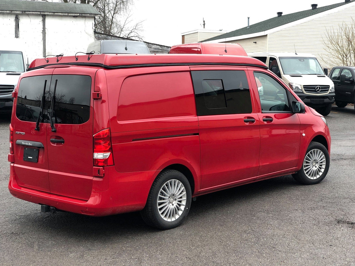 Mercedes Metris 2015+ Passenger Side Forward Half-Slider Screened Window ( Side View-Back ) - Campervan HQ