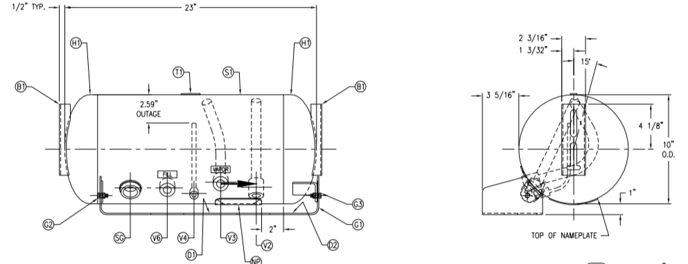 Manchester 6813 RV Propane Tank Drawing - Campervan HQ