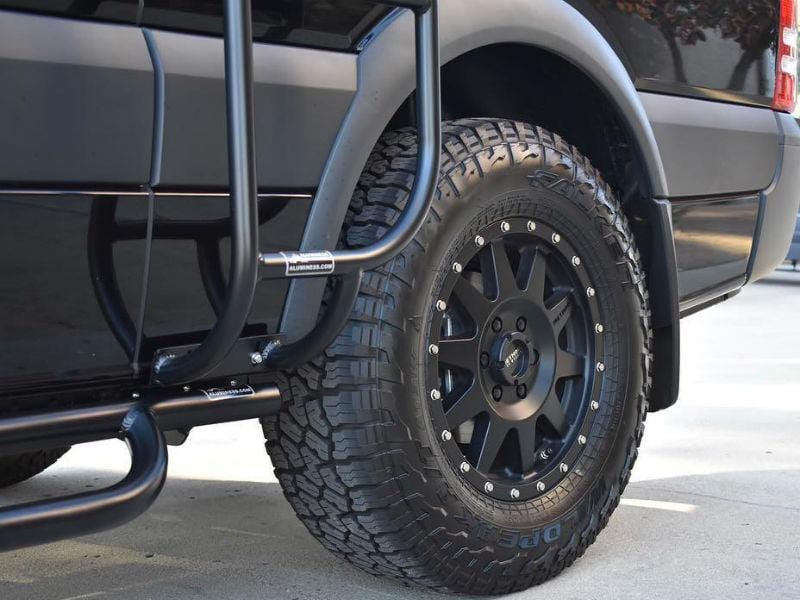 Mercedes Sprinter Nerf Bars Mounted with Side Ladder - Campervan HQ