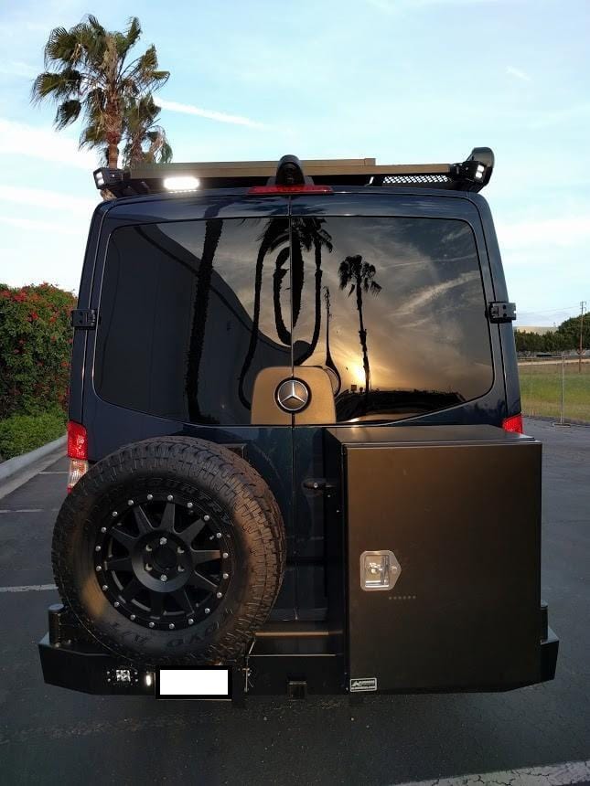 Mercedes Sprinter (2007+) Rear Bumper With Swing Arms (Rear View) - Campervan HQ
