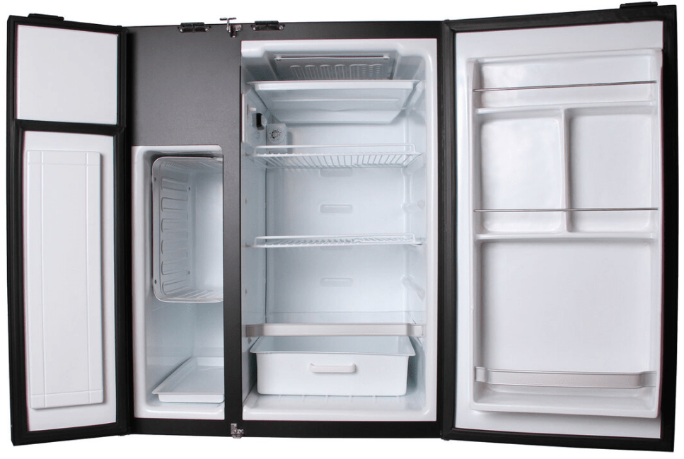 Nova Kool RFS7501 RV Refrigerator (Front View, Door Open)-Campervan HQ