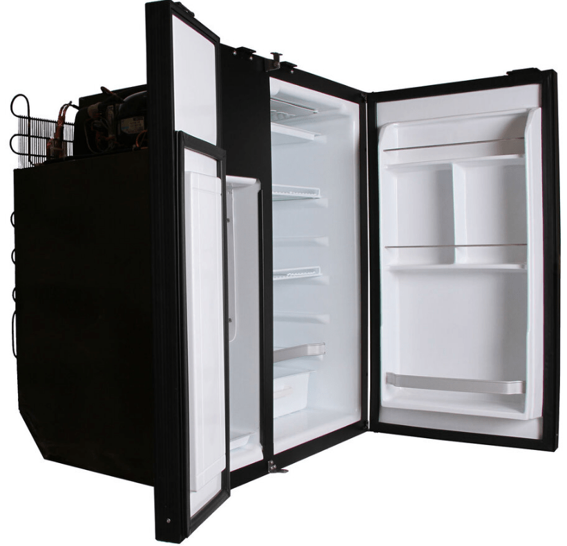 Nova Kool RFS7501 RV Refrigerator (Side View, Door Open) -Campervan HQ