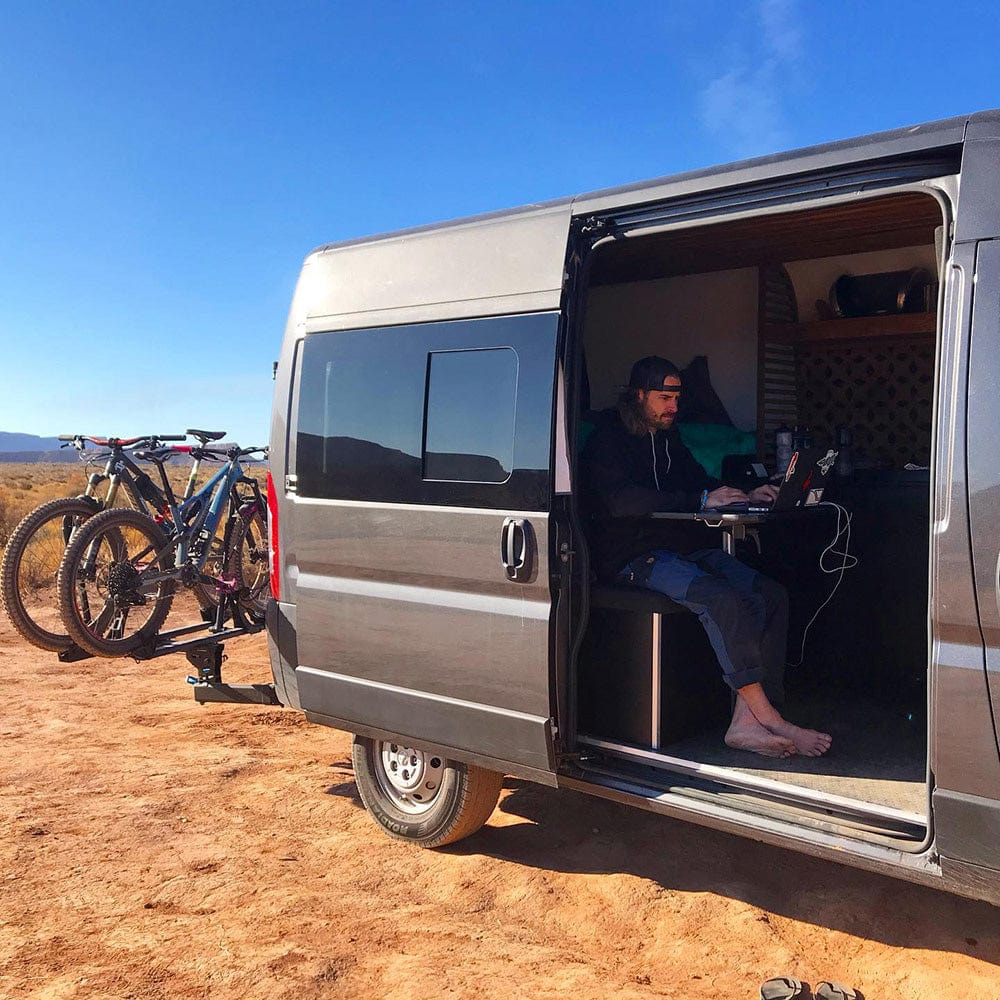 Ram Promaster Passenger Sliding Door Half-Slider Screened Window (Sliding Door Open_Side View) - Campervan HQ