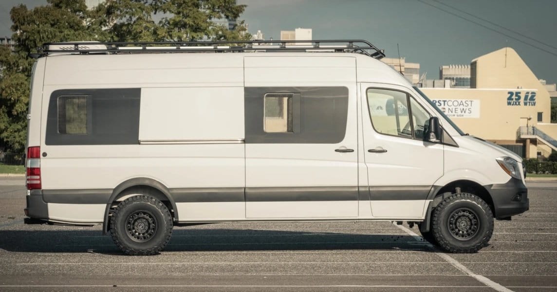 Mercedes Sprinter (2007+) Passenger Rear Quarter Screened Half-Slider Window 170″ WB ( Front View ) - Campervan HQ