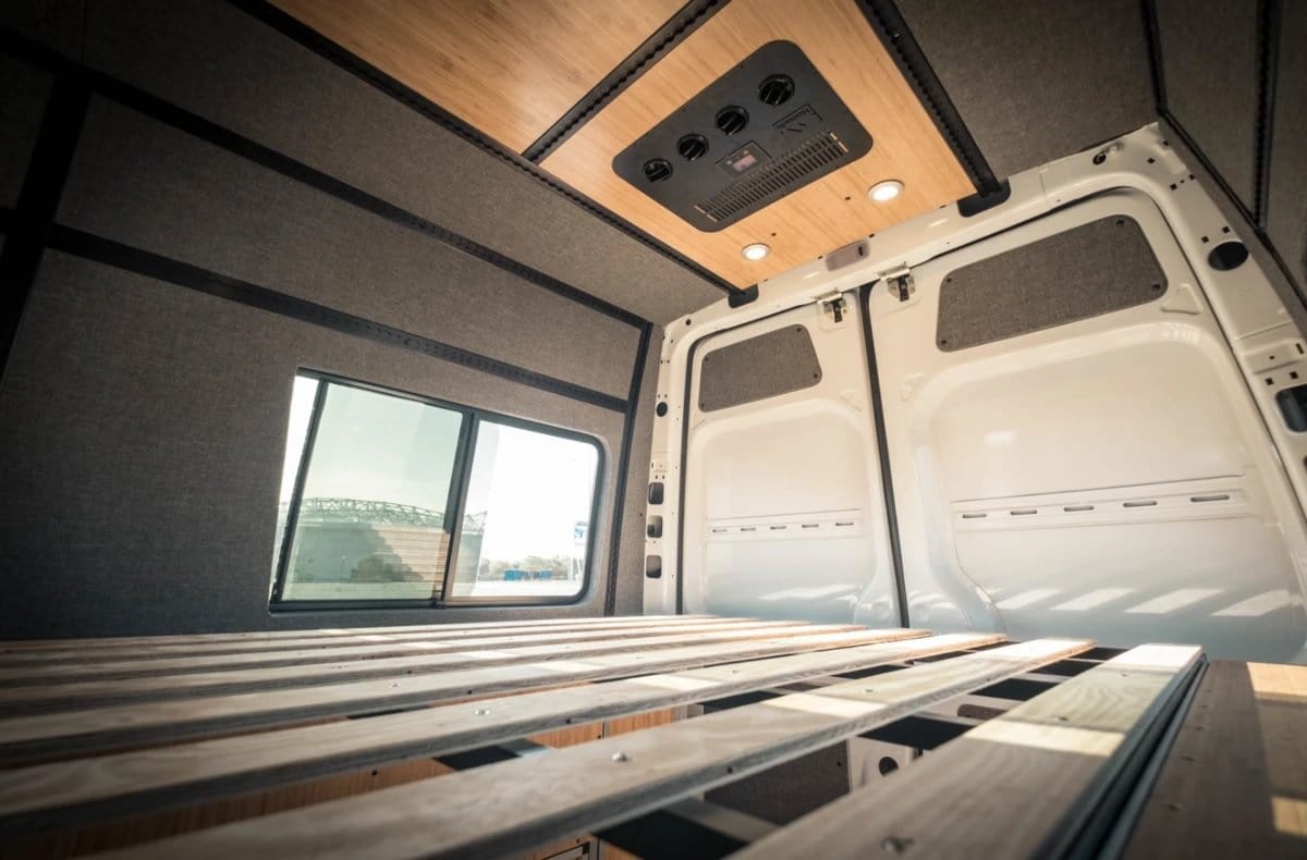Mercedes Sprinter (2007+) Passenger Rear Quarter Screened Half-Slider Window 170″ WB ( Interior View ) - Campervan HQ