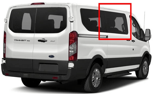 Ford Transit 2015+ Passenger Sliding Door Window ( Low Roof ) - Campervan HQ