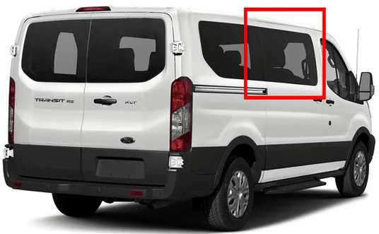 Ford Transit 2015+ Passenger Sliding Door Window ( Low Roof ) - Campervan HQ