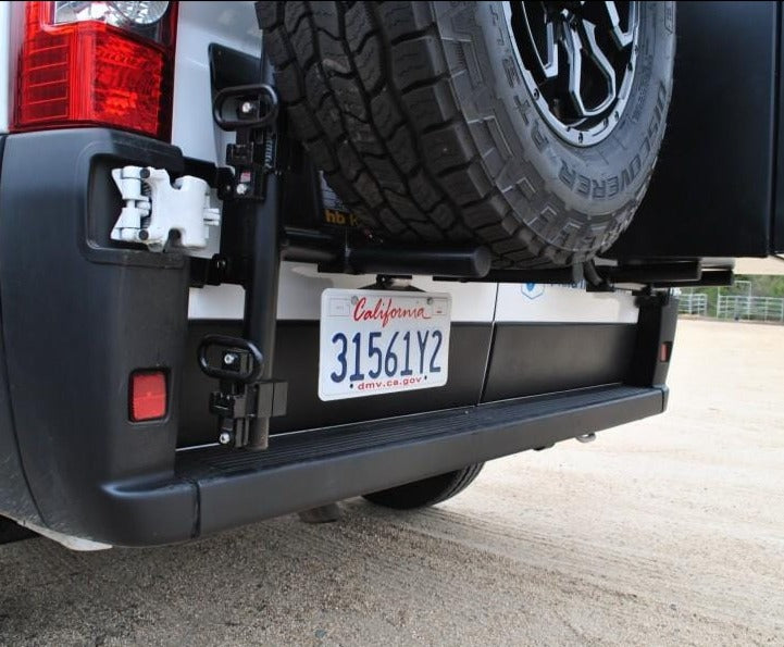 Aluminess Ram Promaster Rear Door Ladder ( Fold-Down Steps and License Plate Relocation Kit ) - Campervan HQ