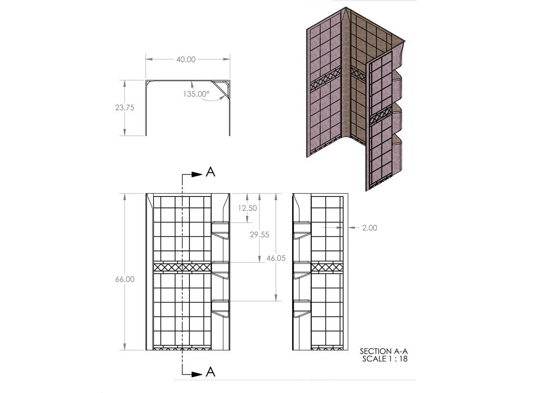RV Shower Walls (24" x 40" x 66", White) - Campervan HQ