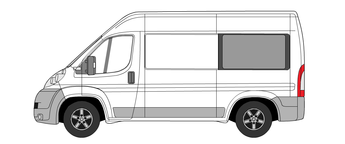 Ram ProMaster 159" Driver's Side Rear Quarter Panel Fixed (FW383L) Window Placement - Campervan HQ