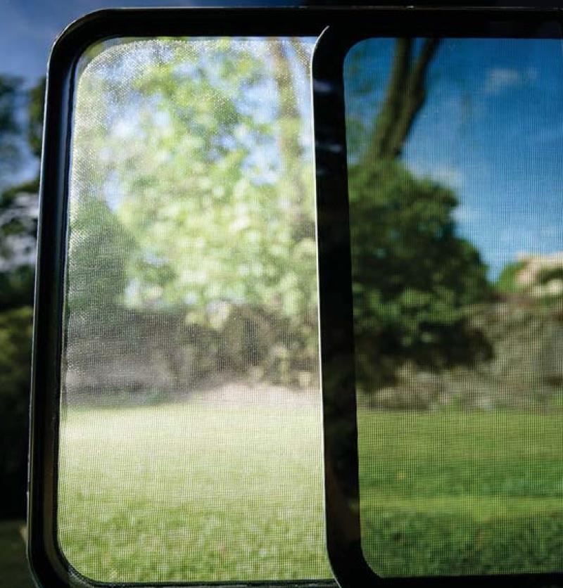 Ram ProMaster Passenger Side Rear Quarter Screened Half-Slider Window (136”WB)_Removable Screen - Campervan HQ