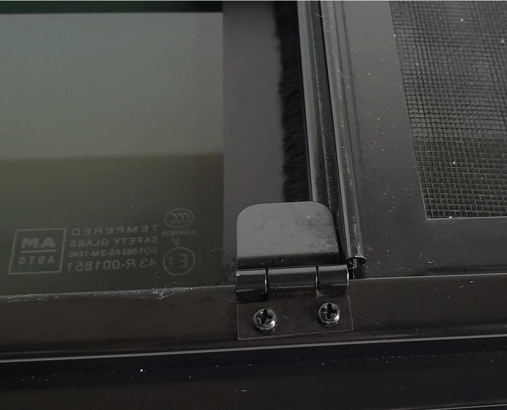 Mercedes Sprinter (2007+) Rear Screened Half-Slider Window Sliding Door On Driver Side 144″WB (MS06-LS2M-HSS P)_Locking Latch - Campervan HQ