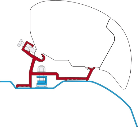 Fiamma F65S/F80S RV Awning Adapter for Ram Promaster (136/159"WB)_ Technical Drawing - Campervan HQ