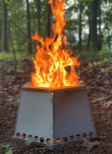 Vargo Megahex Smokeless Fire Pit (In Use) - Campervan HQ