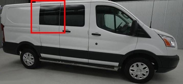 Ford Transit 2015+ Passenger Side Cargo Door Fixed Window (Low Roof)_Smaller Window - Campervan HQ