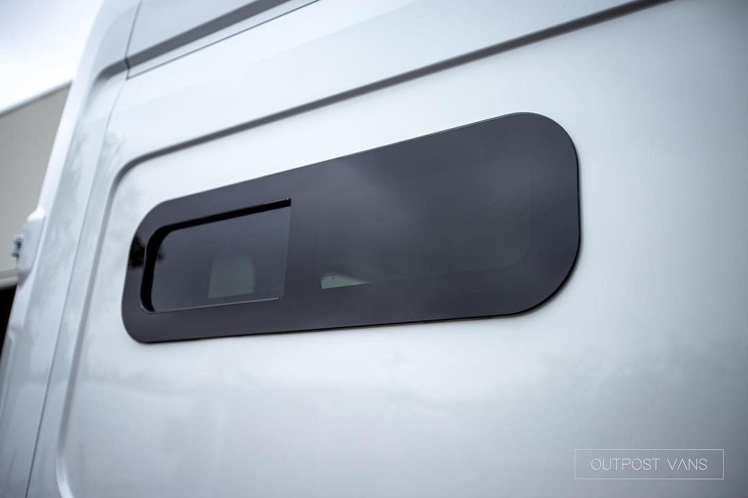 Universal-Fit Passenger Side Half-Slider Screened Window (9.4"H x 30.7"W)_Installed - Campervan HQ