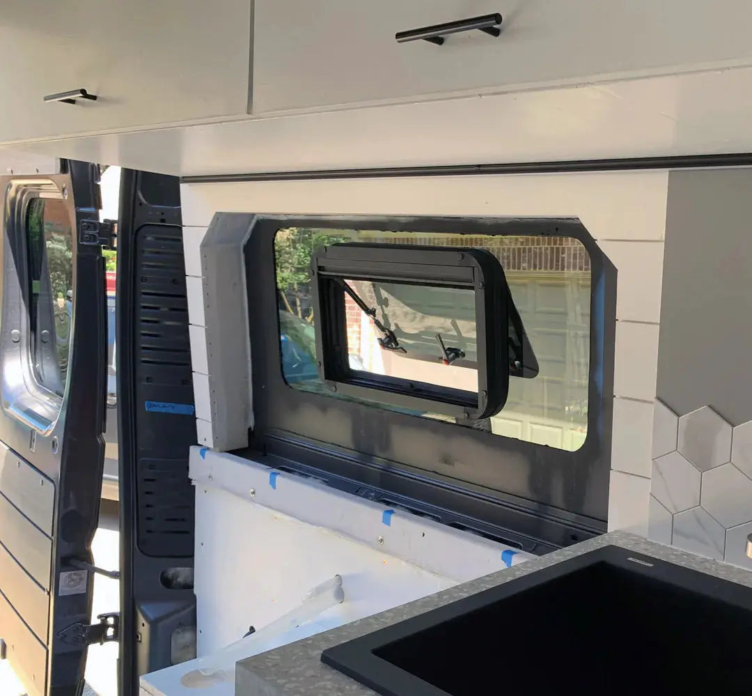 VWD Universal Fit Van Awning Bunk Window 40" x 18" (BAWS001)_(Open)_Interior View - Campervan HQ