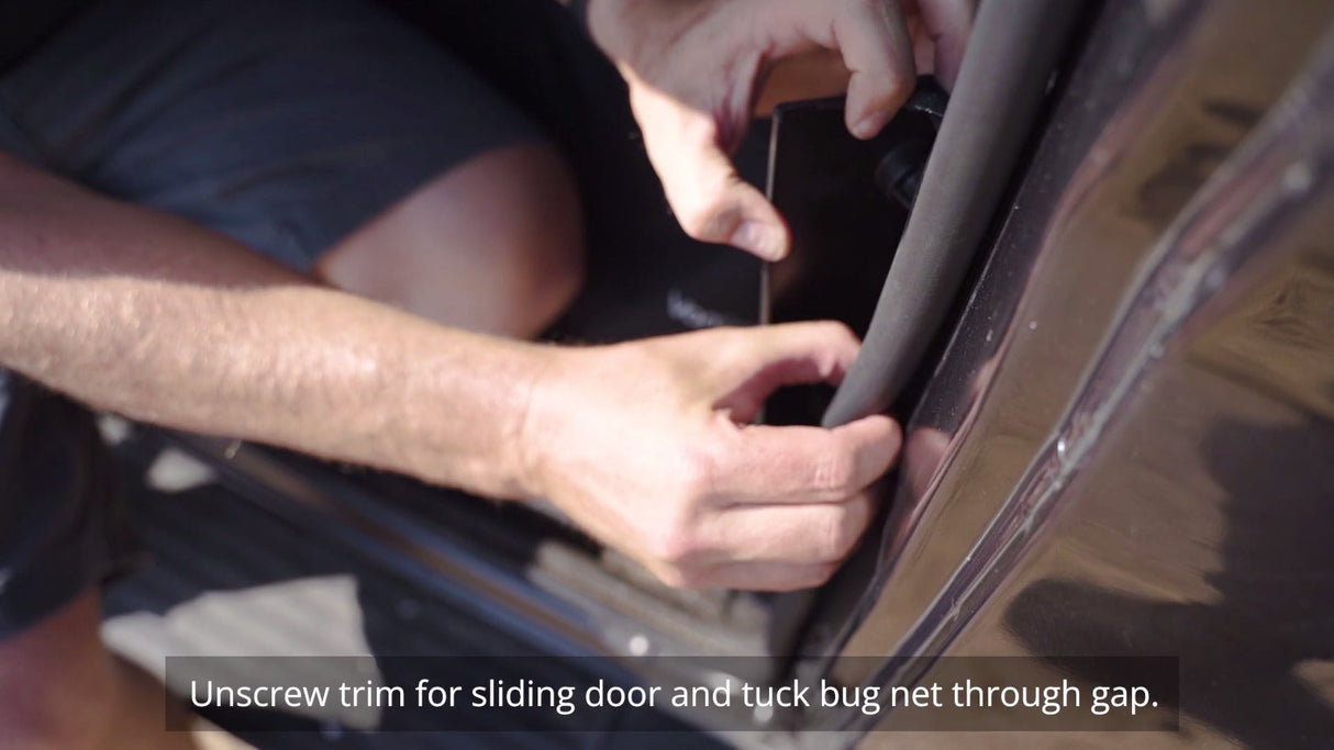 Van Essential Ram ProMaster Sliding Door Bug Screen (Plastic Trim Removal) - Campervan HQ