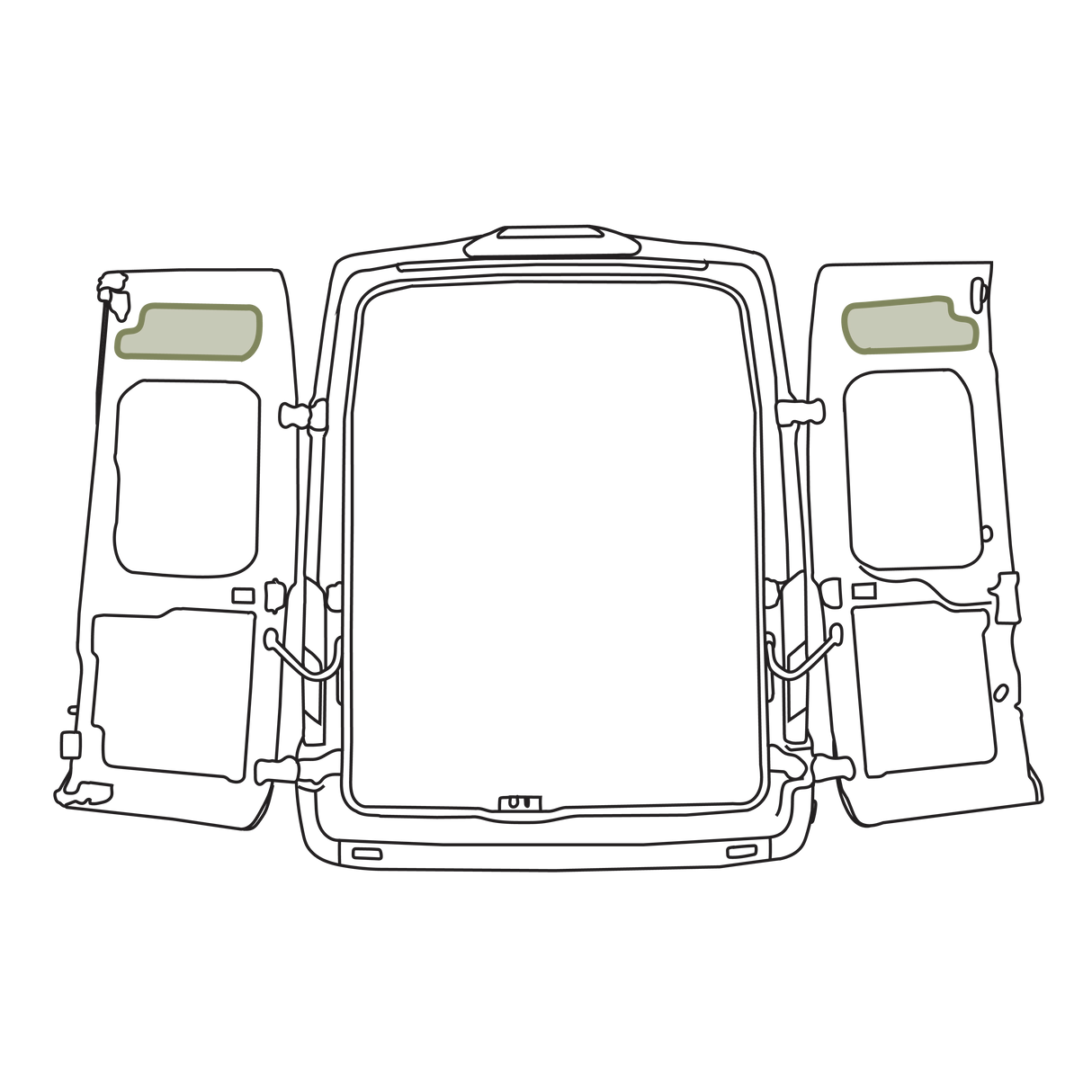 VanEssential Ford Transit Upper Rear Door Storage Panels (Pair)
