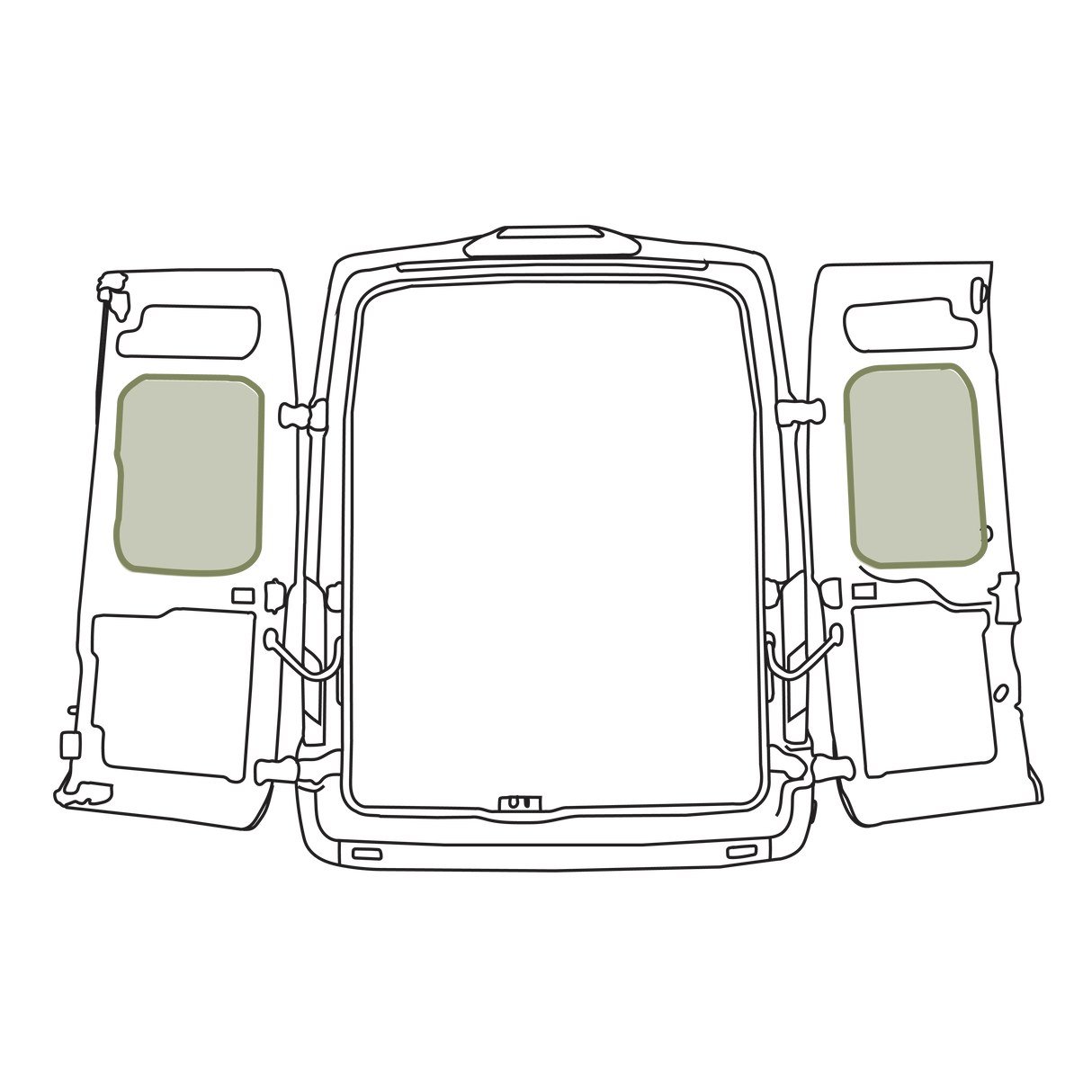 VanEssential Ford Transit Middle Rear Door Storage Panels (Pair)