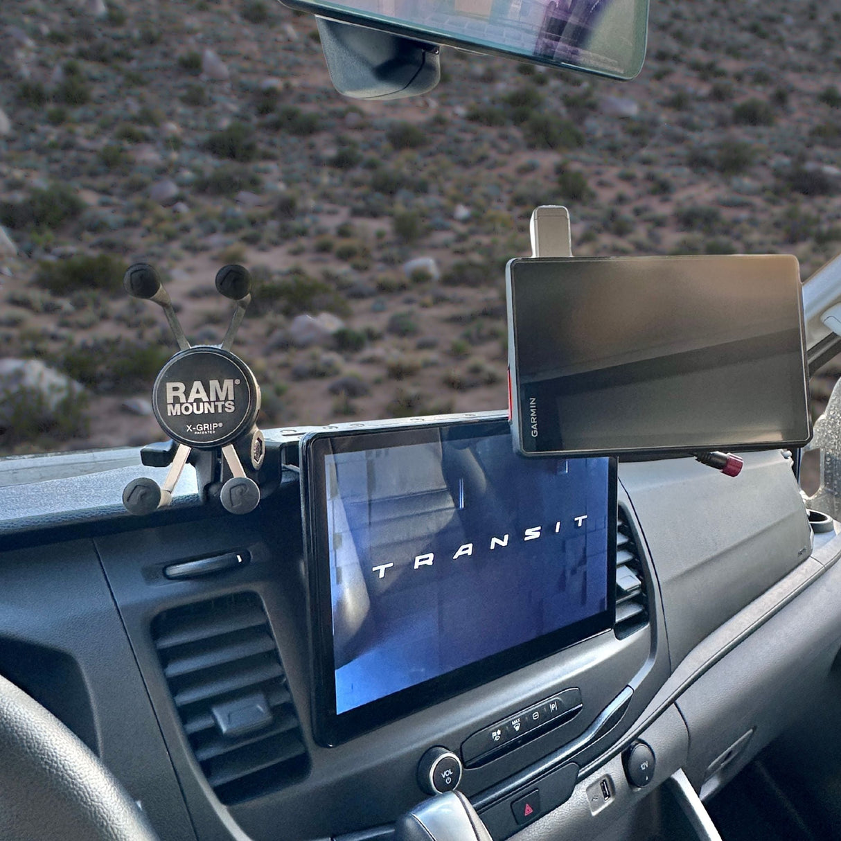 TERRA X Ford Transit Dash Mount – Navidok No-Drill Dash Mount for 12" Screen Vans - with Dual RAM Balls, T-Slot Track