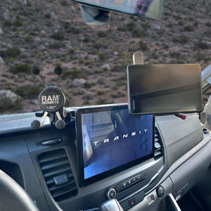 TERRA X Ford Transit Dash Mount – Navidok No-Drill Dash Mount for 12" Screen Vans - with Dual RAM Balls, T-Slot Track