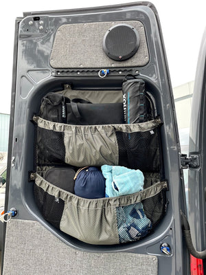 RB Components 2019+ Sprinter Van Fabric - Rear Door Window Multi Compartment Stuff Bag