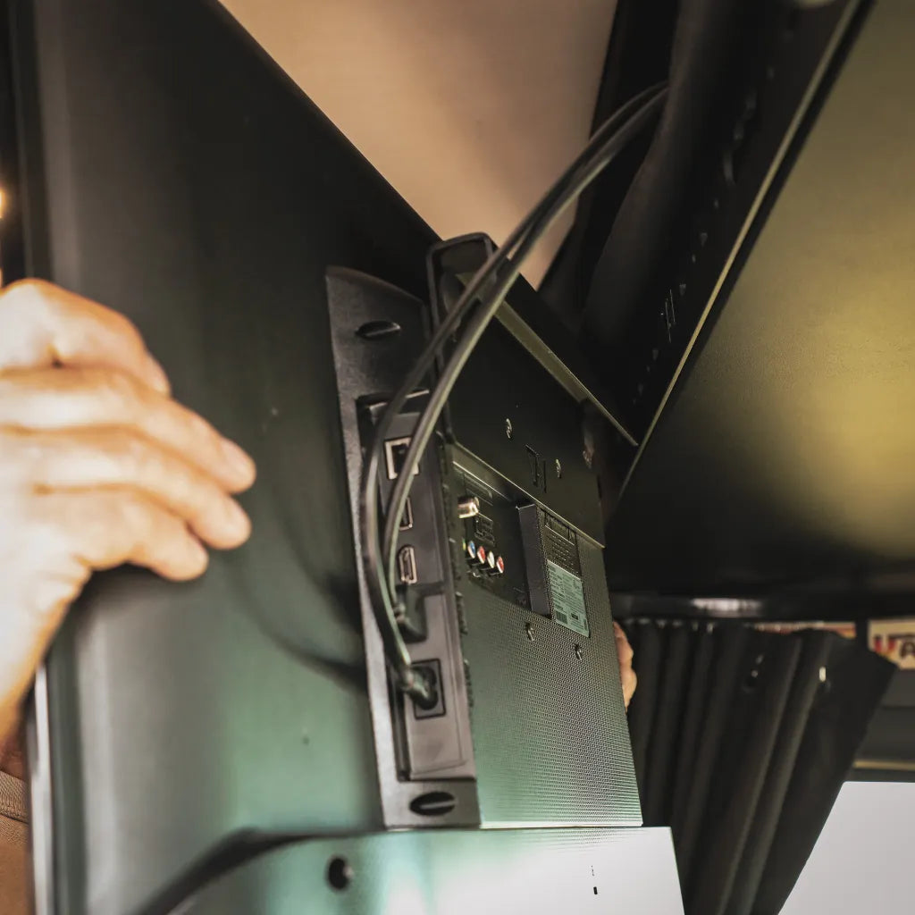 Canyon Adventure Vans Cab Shelf TV Bracket