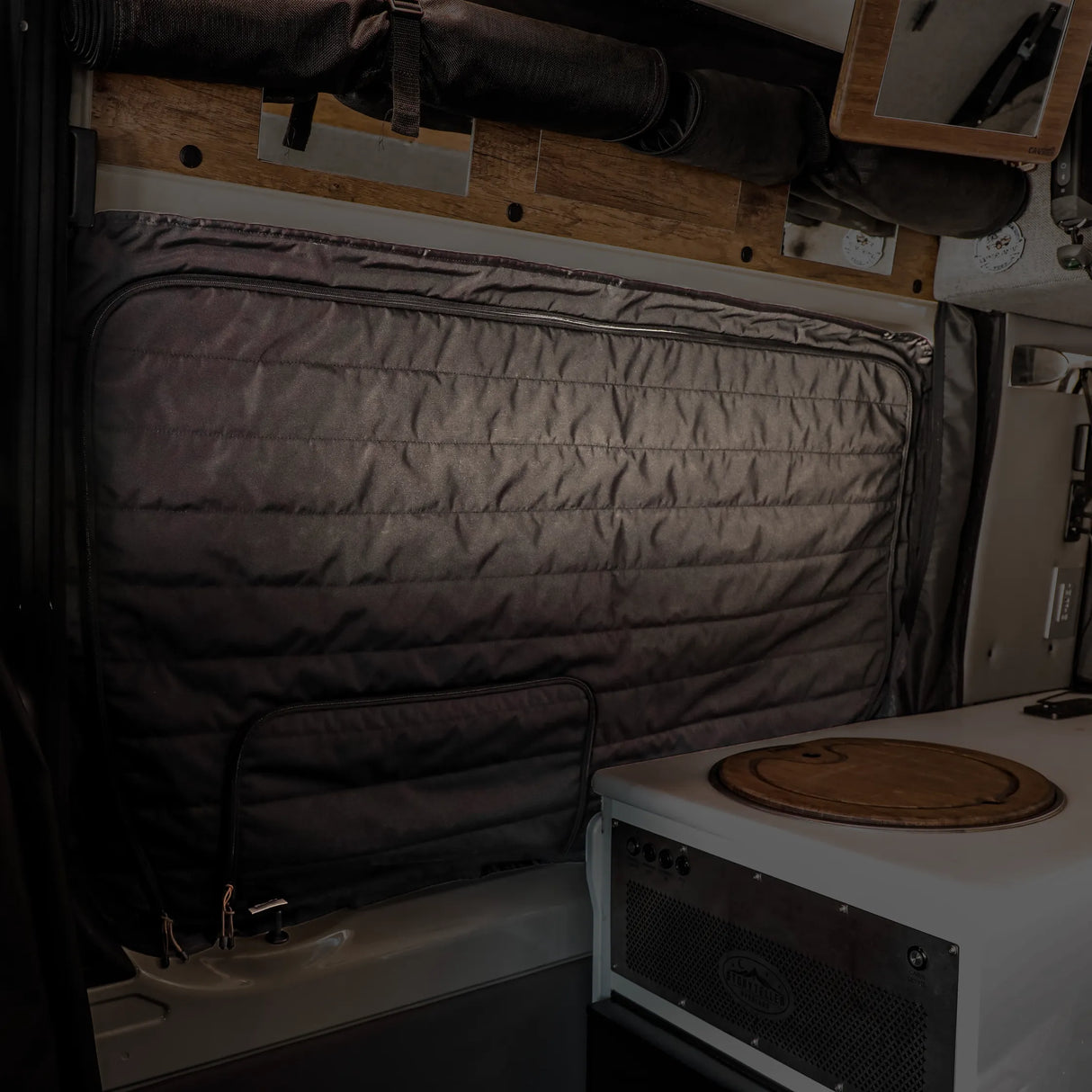 Canyon Adventure Vans CLIMA-SHADE Insulated Sliding Door Window Cover for Storyteller Overland Mode