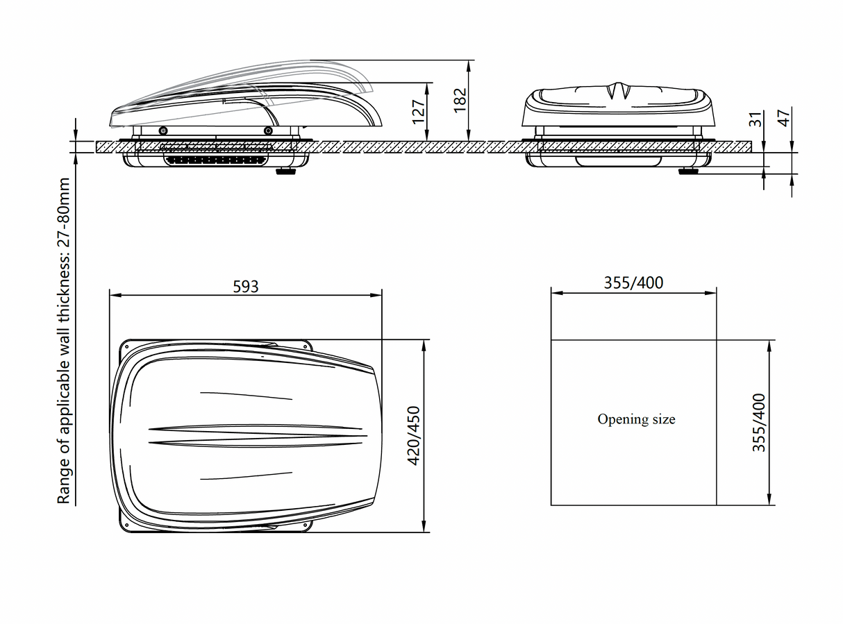 ProBreeze Vent System Brushless Roof Fan