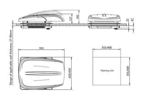 ProBreeze Vent System Brushless Roof Fan - Black Dome