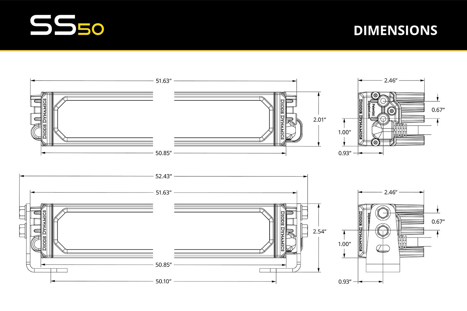 Diode Dynamics SS50 Sport DC Combo Standard MBL-8