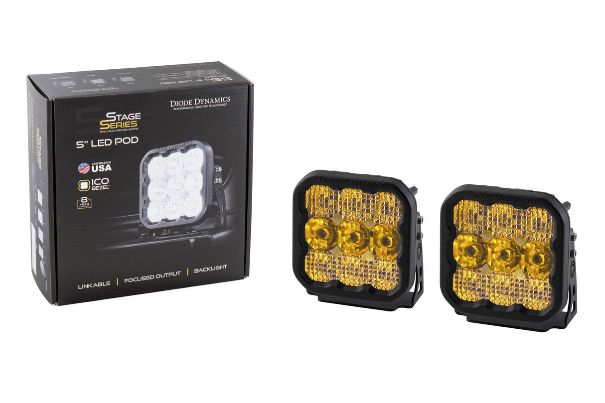 Diode Dynamics SS5 LED Pod Pro Yellow Driving (Pair)-2