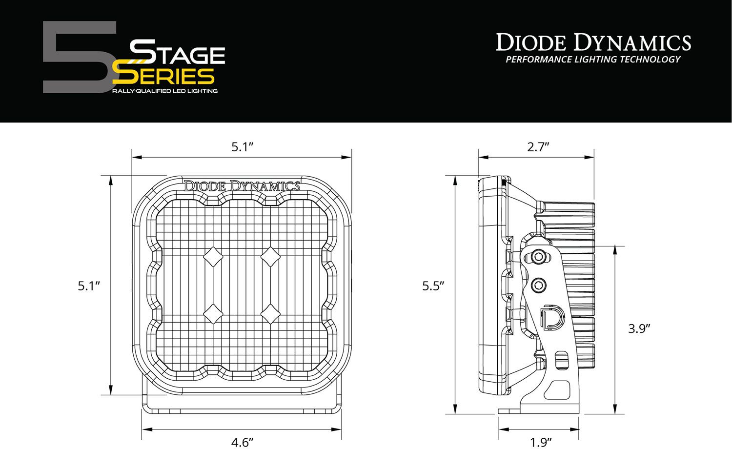 Diode Dynamics SS5 LED Pod Sport White Driving (Pair)-9