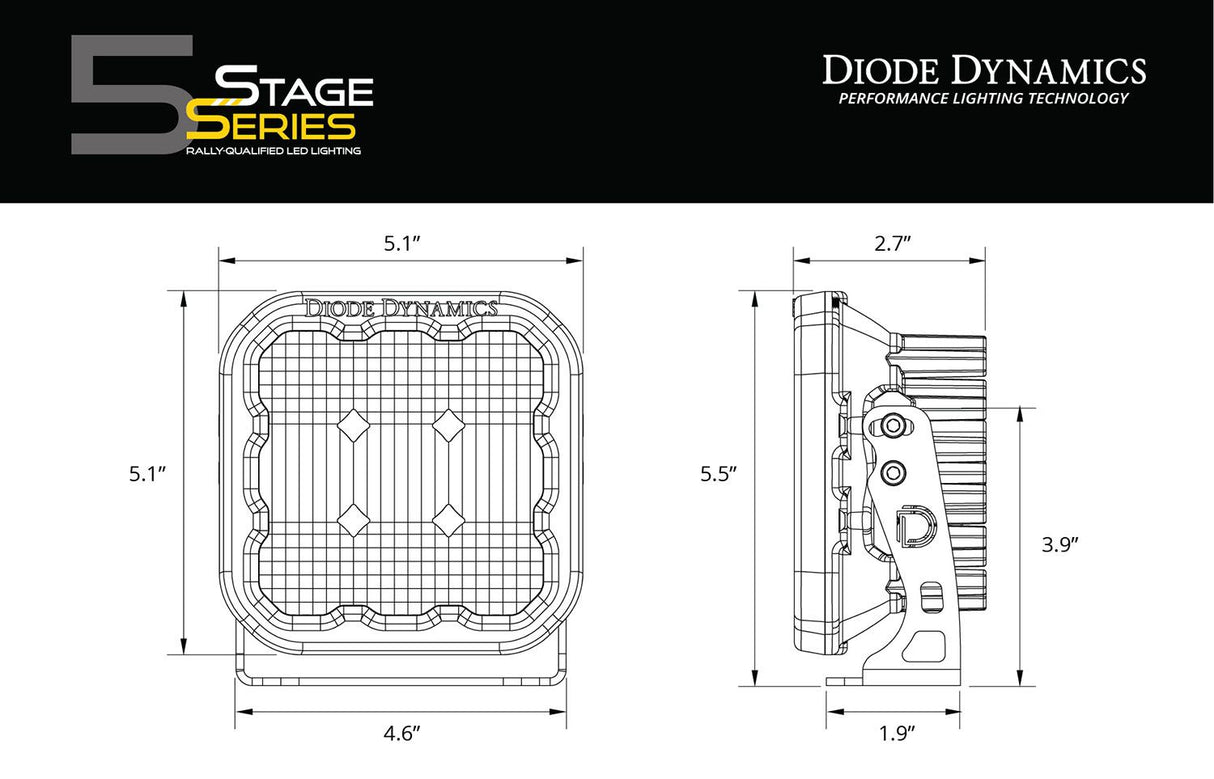Diode Dynamics SS5 LED Pod Sport Yellow Combo (Pair)-7