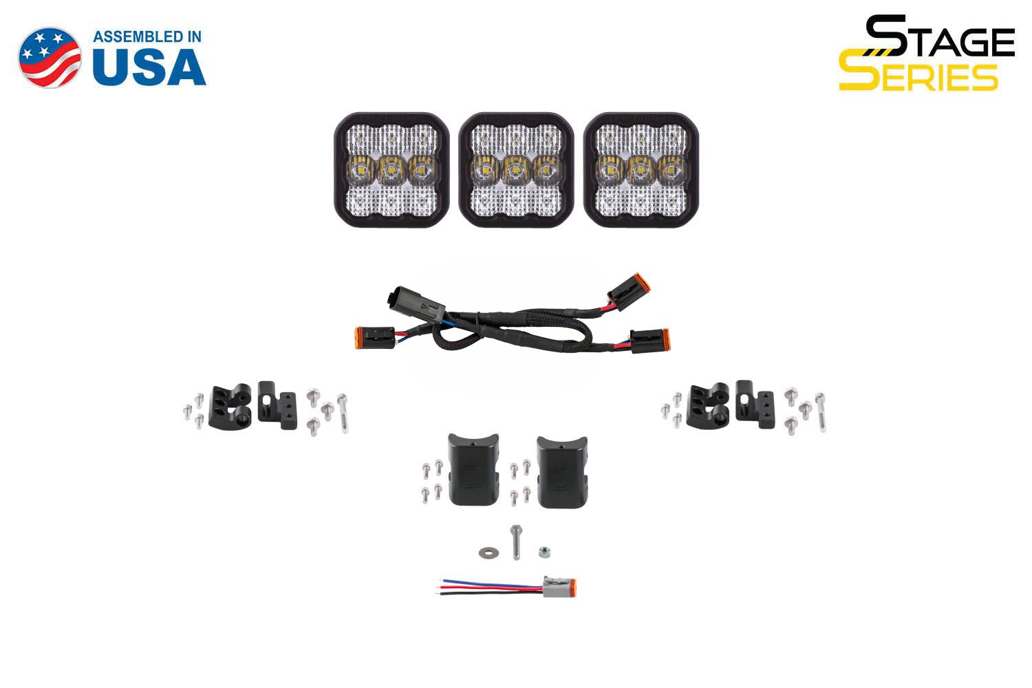 Diode Dynamics SS5 Sport Universal CrossLink 3-Pod Lightbar Yellow Combo-6