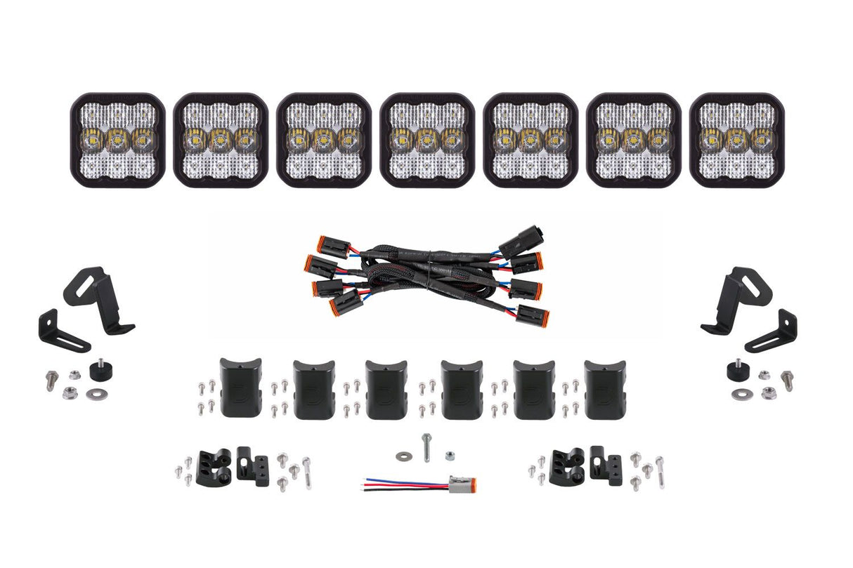 Diode Dynamics SS5 Sport Universal CrossLink 7-Pod Lightbar Yellow Driving-1