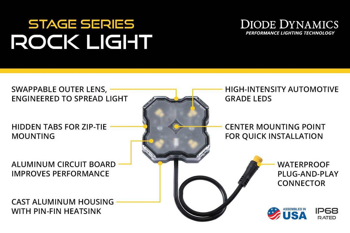 Diode Dynamics Single-Color Rock Light Installer Kit (12-pack)-9